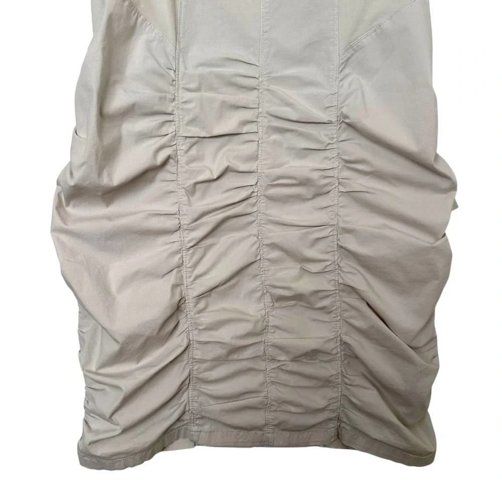 XCVI Ruched Neutral‎ Khaki Sleeveless Dress Cotton Stretch Size L